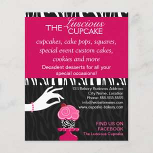 Flyer Promocional Sassy da padaria do cupcake da zebra