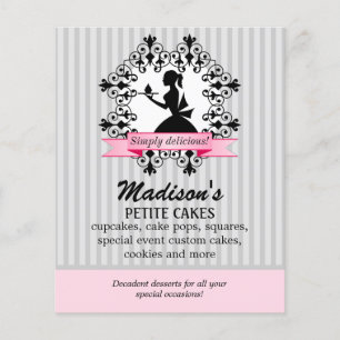 Flyer Promocional Silhouette Lady Cupcake Pink Silver