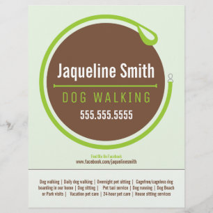 Flyer Promocional Verde de Leash Loop Cachorro Walker