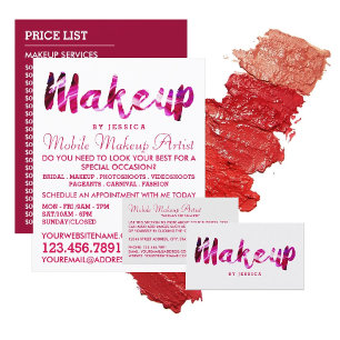 Flyer Publicidade de artista de maquiagem rosa moderna d