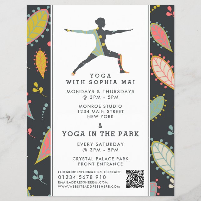 Flyer Publicidade de classe Trendy Modern Boho Yoga (Frente)