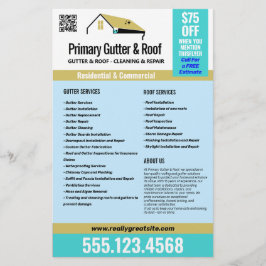 Flyer Publicidade de serviços de telhado e gutter