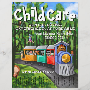 Flyer Puericultura. Babysitting. Centro de dia. Folha de