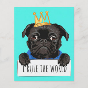 Flyer Pug I Governar O Presente Mundial, Engraçado Dom 