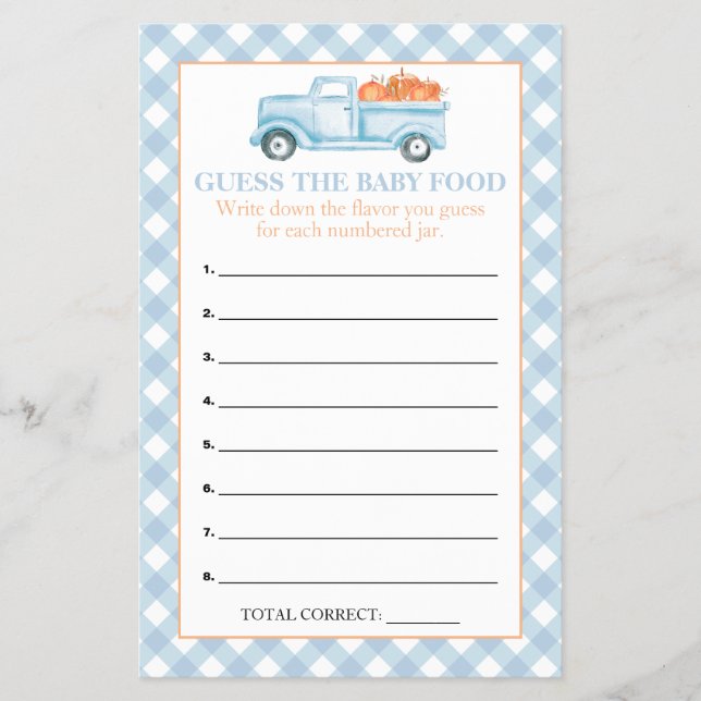 Flyer Pumpkin Blue Truck Guess Baby Comida Games (Frente)