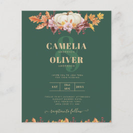 Flyer Pumpkin Casamento Dourado Verde de Abóbora no Orça