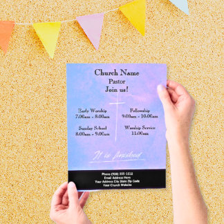 Flyer Purple Cross It Is Finked Páscoa Junte-Se Ao Servi