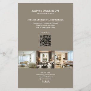 Flyer QR Personalizado Moderno Foto Bege Profissional Em