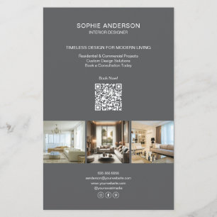 Flyer QR Profissional Cinza Personalizado Moderno para F