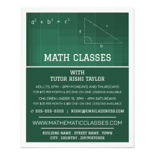 Flyer Quadro Matemático, Anúncio de Classes de Matemátic