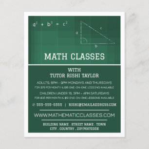 Flyer Quadro Matemático, Anúncio de Classes de Matemátic