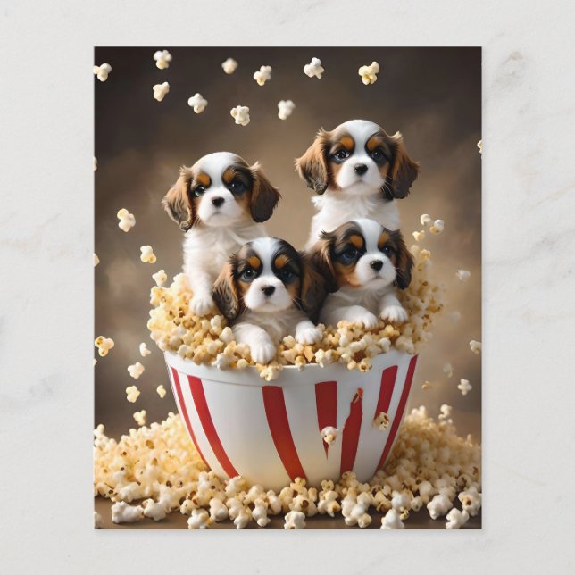 Flyer Quads Cavalier Spaniel Puppies Na Pipoca, (Frente)