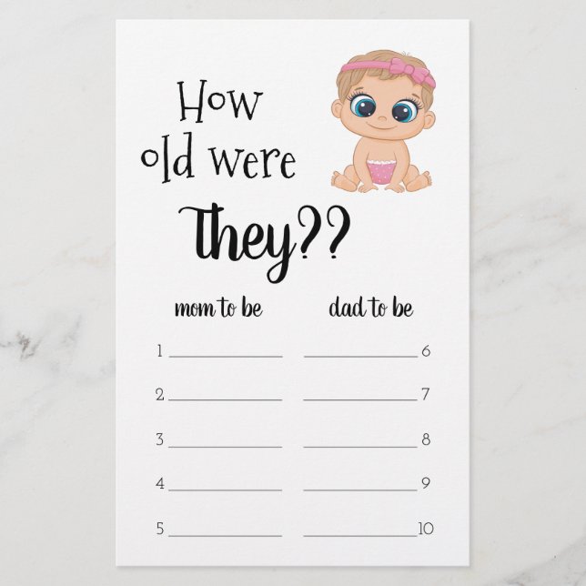 Flyer Quantos anos eles tinham? Bebê Menina (Frente)