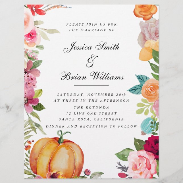 Flyer Queda Apaixonada Pumpkin Pink Queda Florals Casame (Frente)
