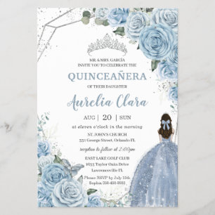 Flyer Quinceanera 15 Bebê Azul Convite Floral