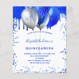 Flyer Quinceanera - convite para orçamento real azul bra