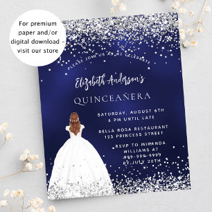 Flyer Quinceanera marinho azul vestimenta convite do orç
