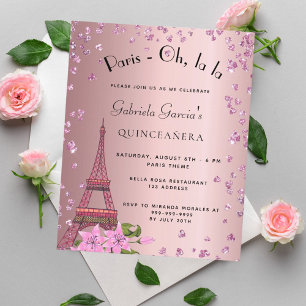 Flyer Quinceanera Paris escamoteia convite orçamental ro