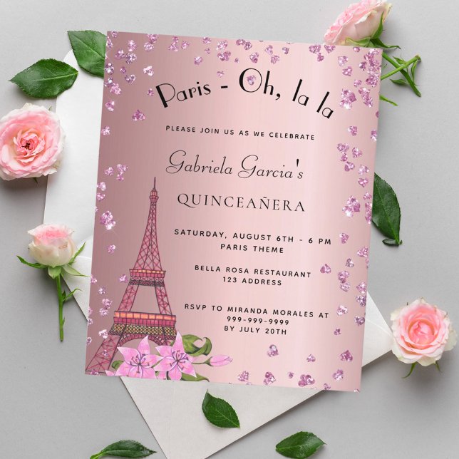 Flyer Quinceanera Paris escamoteia convite orçamental ro (Criador carregado)