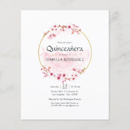 Flyer Quinceañera - Primavera de Cherry Rosa Geométrico