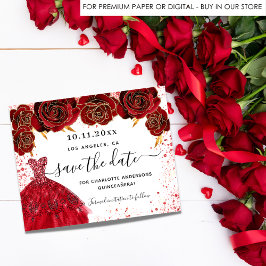 Flyer Quinceanera red veste o orçamento branco, salvo a 