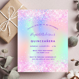 Flyer Quinceanera rosa púrpura, convite para orçamento