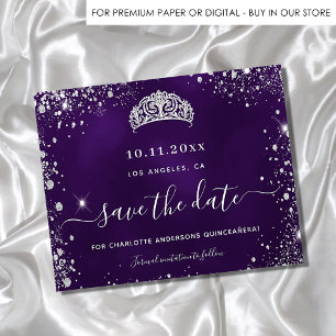 Flyer Quinceanera roxo orçamento de prata brilho salvar