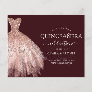 Flyer Quinze Anos com Orçamento Limitado Rosa Bege e Dou