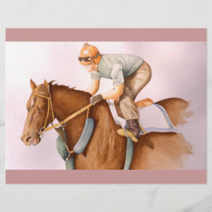 Flyer Raça Cavalo e Jockey WaterColor