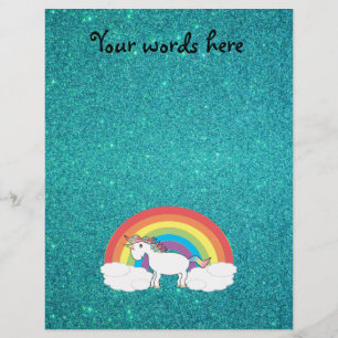 Flyer Rainbow unicorn turquoise glitter