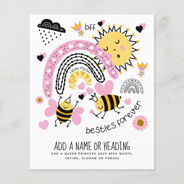 Flyer Rainhas Abelhas Melhores Amigas Para Sempre Garota (Frente)
