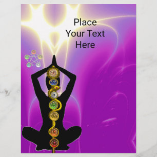 Flyer RAIO DE ASCLEPIUS,7 CHAKRAS YOGA LOTUS POSE Rosa