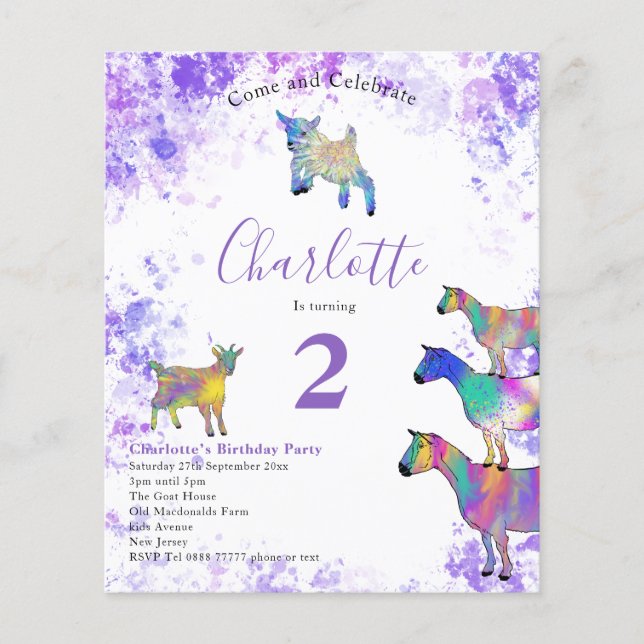 Flyer Raparigas Capturam Festa de aniversário Púrpura Or (Frente)