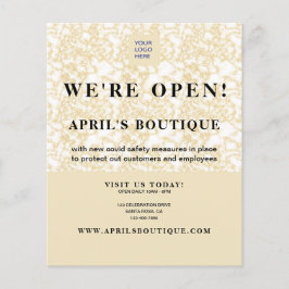 Flyer Reabrindo Dourado mármore