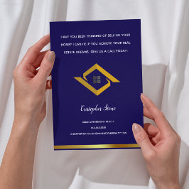 Flyer Real Estate Navy Blue House Logo Modern Realtor