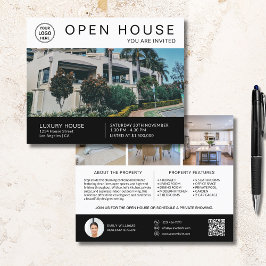 Flyer Real Estate Open House Foto do logotipo Convite QR