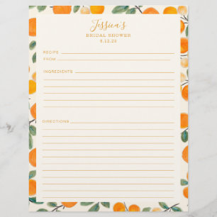 Flyer Receita de Chuveiro de Noiva com Borda de Laranjas