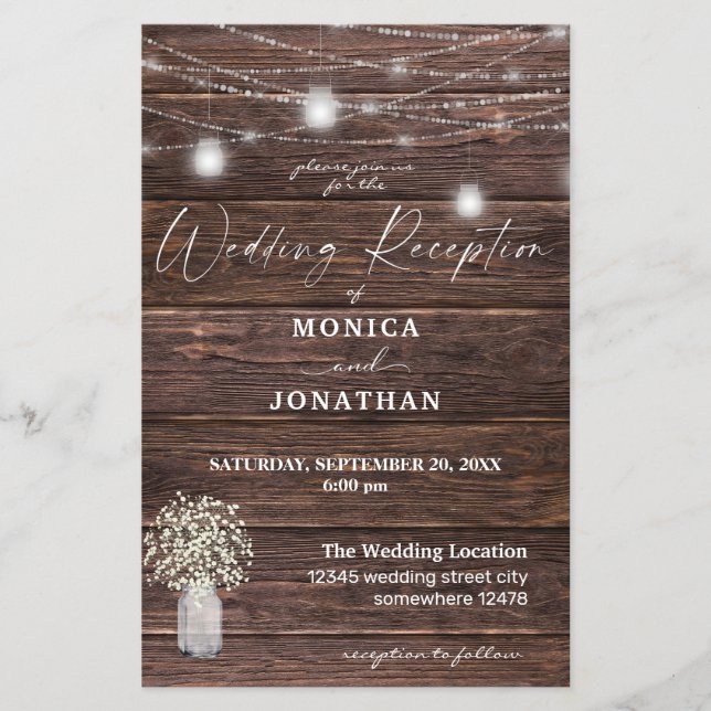 Flyer Recepção de casamento das luzes respiratórias do b (Frente)