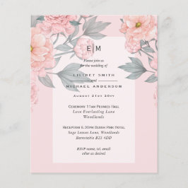Flyer Recepção de Convite de casamento de Sage PEONIES d