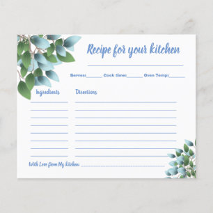 Flyer Recipe Card Bridal Shower Eucalyptus