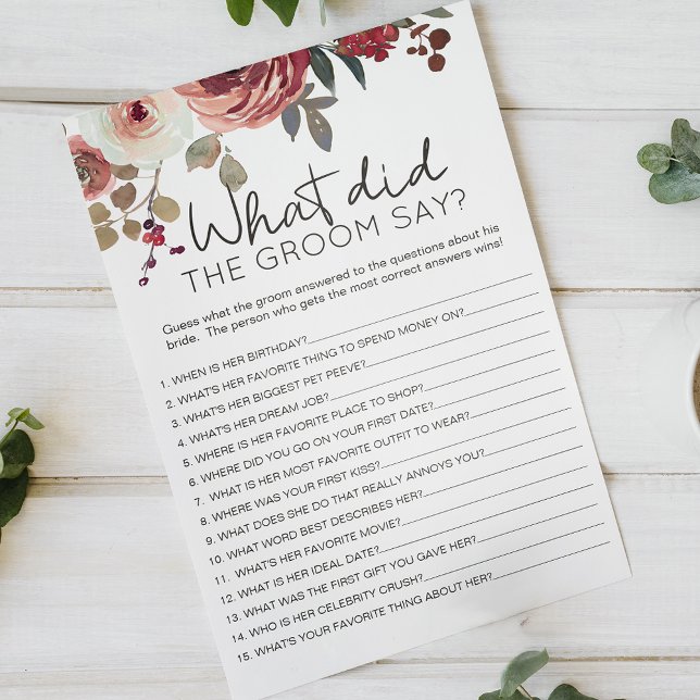 Flyer Red Blush Floral Rosa Game diria o noivo (Criador carregado)