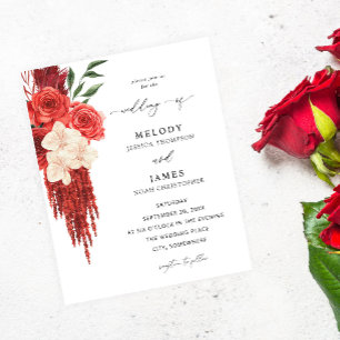 Flyer Red Floral Wedding