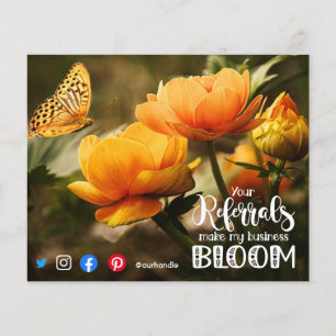 Flyer referências fazem-me florescer a ordem do correio