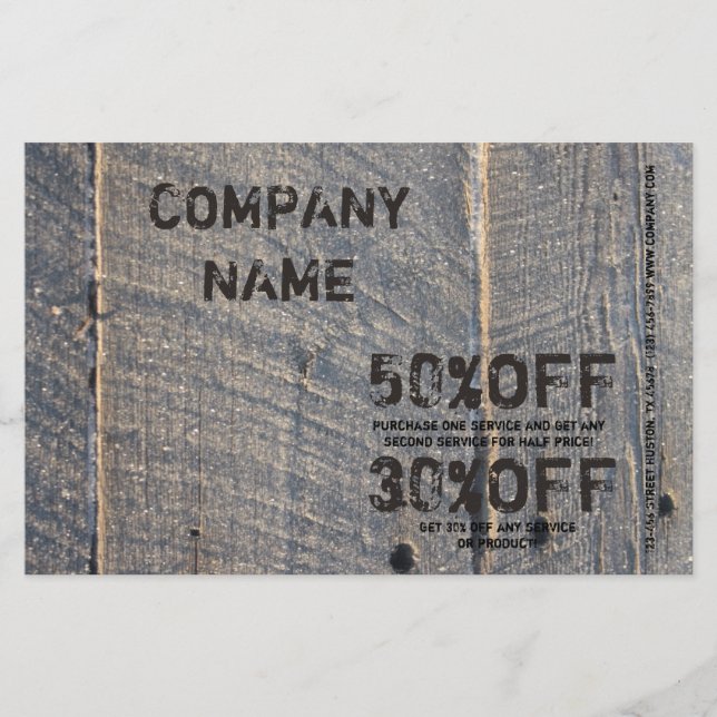 Flyer reforma de madeira grunge Carpintaria Construção (Frente)