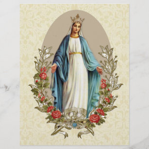 Flyer Religioso Rosa Vermelha Católica Virgem Maria Bend
