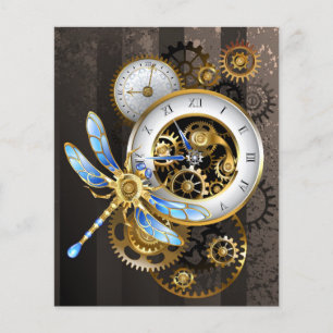 Flyer Relógio Steampunk com Dragonfly Mecânica