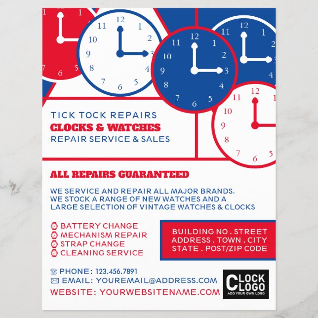 Flyer Relógios de Parede, Publicidade de Relojoeiro (Frente)