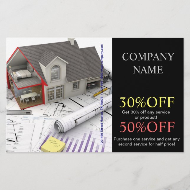 Flyer Renovação de edifícios para reparação de telhados (Frente)