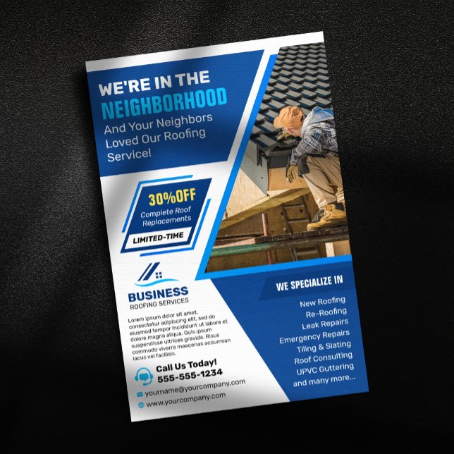 Flyer Reparo Local de Telhados, Re-Telhados, Serviço de  (Criador carregado)