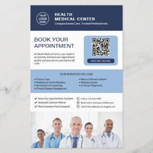 Flyer Reserva de Consulta QR Clínica de Saúde